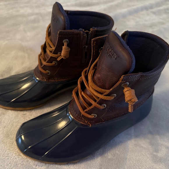 SPERRY SALTWATER TAN/NAVY BOOTS-8M - Picture 4 of 9